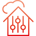 Piktogramm eines Hauses als Symbol für eine intelligente Regelung der Raumluft.